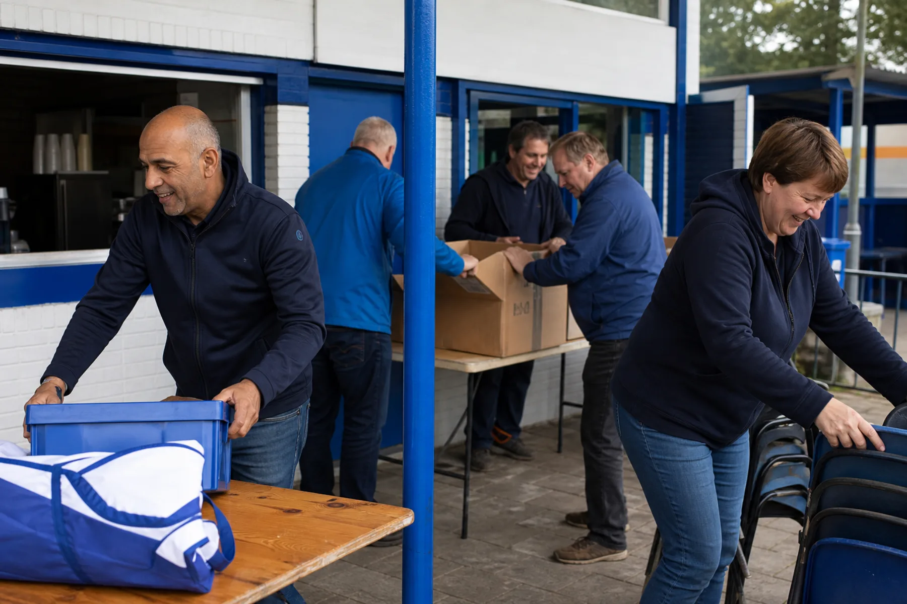 Volwassen clubvrijwilligers bereiden samen een evenement voor